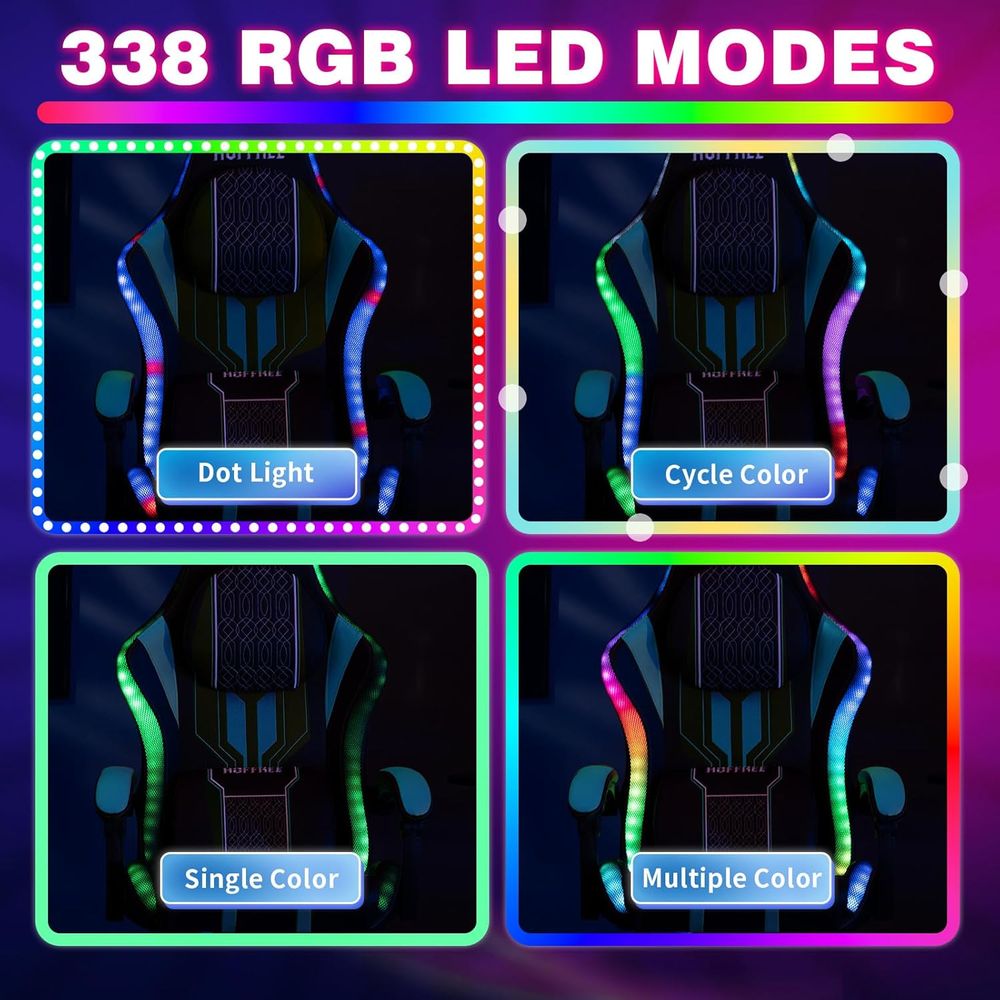 Kursi Gaming dengan Lampu LED, - Massage ulasan dan harga